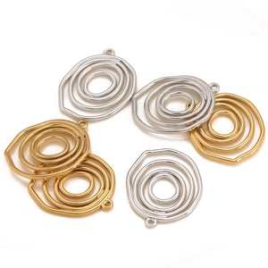 Minimalist gold and silver stainless steel layered circular pendants for DIY jewelry making