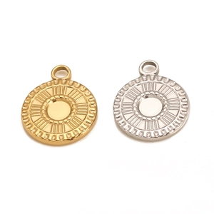 Polished gold and silver sunburst circular pendants made of durable stainless steel