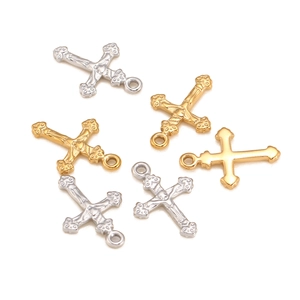 Set de 6 colgantes de crucifijo en acero inoxidable oro y plata con grabado de Jesús para joyas