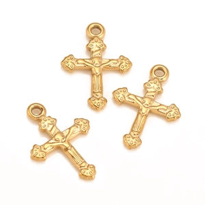 Colgante de Cruz de Crucifijo de Acero Inoxidable 304 Vintage Amuleto Religioso de Jesucristo para Hacer Joyas DIY Oro Plata