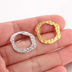 Hammered wave-edge round metal pendants for DIY jewelry making in gold and silver