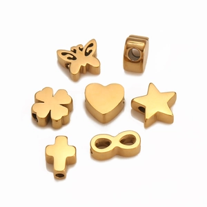 304 Stainless Steel DIY Jewelry Beads Charms Heart Four-Leaf Clover Star Butterfly Cross Infinity Shape Loose Beads For Bracelet Necklace Accessories