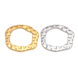304 Stainless Steel Hammered Wave Irregular Circle Pendant Charm For DIY Jewelry Making Geometric Minimalist Accessories