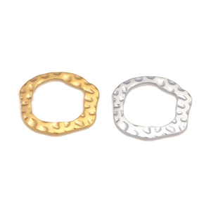 Irregular hammered wave metal round pendant accessory in gold and silver finish