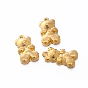 304 Stainless Steel 3D Teddy Bear Charm For DIY Jewelry Making Necklaces Bracelets Electroplated Animal Pendant Accessory