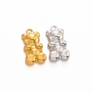 3D stainless steel teddy bear pendants in gold and silver finish for DIY jewelry