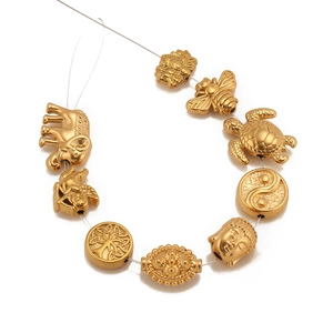 Perles en acier inoxydable doré motifs animaux et arbre de vie pour bijoux DIY