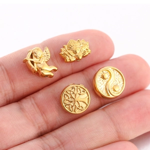 Perles dorées en acier inoxydable avec Cupidon, Lotus, Arbre de Vie et Tai Chi
