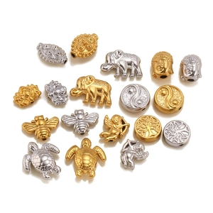 Pendentifs Charms DIY en Acier Inoxydable 304 Éléphant Tortue Arbre de Vie Tête de Bouddha Abeille Lotus Perles pour Bijoux