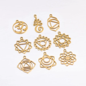 Stainless Steel Spiritual Yoga Chakra Pendant 18K Gold Plated Lotus Om Unalome Mandala DIY Jewelry Necklace Charms For Women