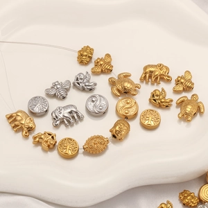 Kit de breloques en acier inoxydable avec éléphant, arbre de vie et perles de bouddha