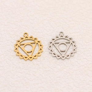 Polished stainless steel lotus yoga OM pendants in gold and silver for DIY jewelry