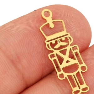 Golden stainless steel nutcracker soldier pendant charm for DIY jewelry making