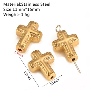Goldene Edelstahl Kreuzperlen für DIY-Schmuckherstellung mit Retro-Struktur-Finish
