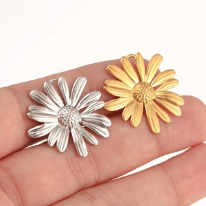 Pendentifs marguerites minimalistes en acier inoxydable doré et argenté pour bijoux DIY