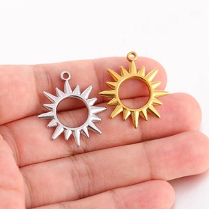 Pendentifs soleil en acier poli doré et argenté pour la création de bijoux DIY