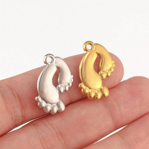 Pendentifs pieds de bébé polis en or et argent en acier inoxydable pour bijoux DIY