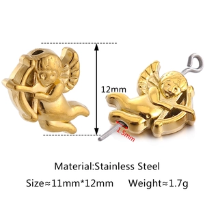 Golden stainless steel Cupid angel charms for DIY jewelry making with 1.5mm hole size