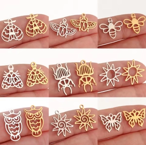 Ciondoli in Acciaio Inossidabile 304 Scarafaggio Farfalla Ape Civetta Sole Accessori per Creazione Gioielli Fai da Te Oro Argento