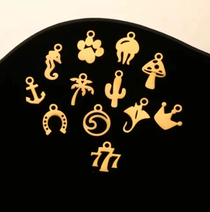 Detailset mit 12 goldenen Meeres- und Tropenanhängern aus Edelstahl für DIY-Schmuck
