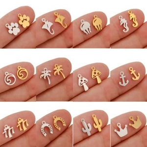 Edelstahl Meerestier Anhänger Tropische DIY Schmuckzubehör Seepferdchen Qualle Palme Charms Für Armband Halskette