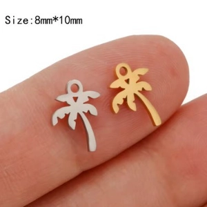 Goldene und silberne Kokosnussbaum-Anhänger aus Edelstahl in 8mm*10mm für DIY-Schmuck