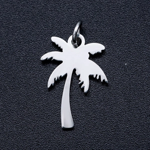 Pendentif palmier en acier inoxydable argenté poli pour la création de bijoux