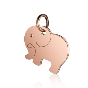 Polished rose gold elephant charm pendant with metallic ring and smooth surface