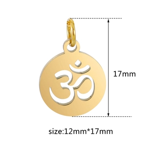 Ciondolo yoga Om in acciaio inossidabile oro lucido con dimensioni 12mm x 17mm