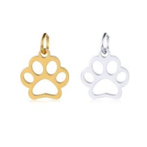 Polished stainless steel hollow animal paw pendants in gold and silver finish