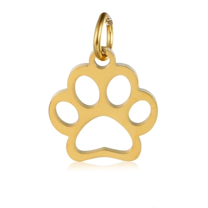 Polished hollow cat paw pendant in gold finish stainless steel jewelry accessory