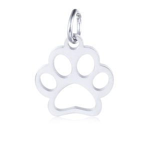 Polished hollow cat paw pendant in stainless steel with a high-shine mirror finish