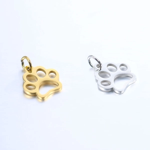 Polished 304 Stainless Steel Hollow Cat Dog Paw Print Pendant Charm DIY Pet Footprint Jewelry Making Accessory For Unisex