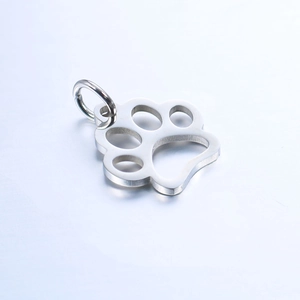 Polished stainless steel hollow animal paw pendant charm for DIY jewelry making