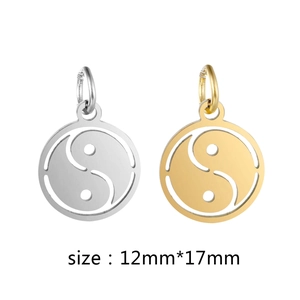 Stainless Steel Yin Yang Tai Chi Hollow Round Pendant For DIY Jewelry Making Accessories Gold Silver Metal Charm For Necklace