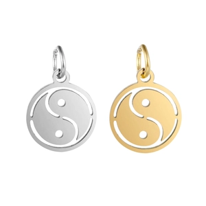 Stainless steel 12x17mm Yin Yang Tai Chi charms in silver and gold for DIY jewelry