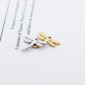 Pendentifs libellule en acier inoxydable poli doré et argenté pour bijoux DIY
