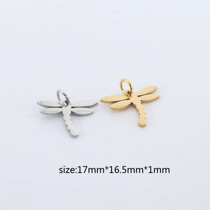 Pendentifs libellule polis en or et argent, taille 17mm x 16,5mm x 1mm