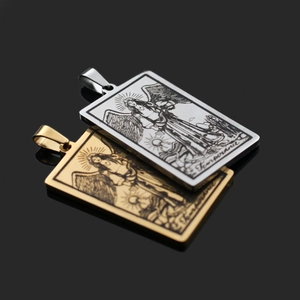 Pendentifs Tarot Tempérance vintage en acier inoxydable finitions or et argent