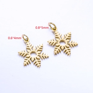 Vacuum gold-plated stainless steel snowflake pendant with 0.6x4mm and 0.8x5mm jump rings