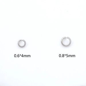 Bulk stainless steel jump rings in 0.6x4mm and 0.8x5mm sizes for DIY jewelry making