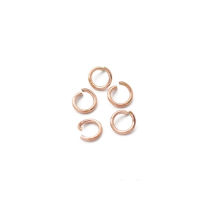 Five rose gold vacuum plated stainless steel open jump rings for DIY jewelry making