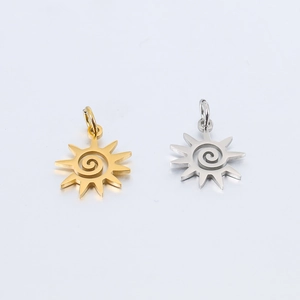 Pendenti a sole in acciaio lucido oro e argento con design a spirale per gioielli fai-da-te