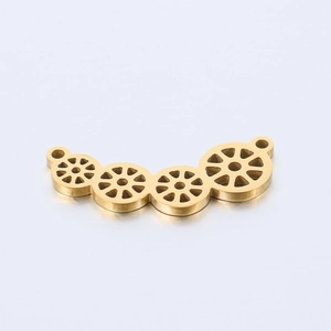 Polished gold stainless steel geometric lotus link pendant for jewelry making