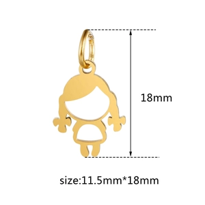 Polished 18mm little girl pendant in gold stainless steel with a high-shine mirror finish