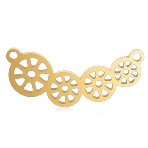 Polished gold stainless steel hollow geometric lotus gear pendant for necklace making