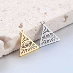 Edelstahl Dreieck Hohl Böser Blick Anhänger DIY Schmuckherstellung Zubehör Gold Silber Galvanisiert Auge Der Vorsehung Charme