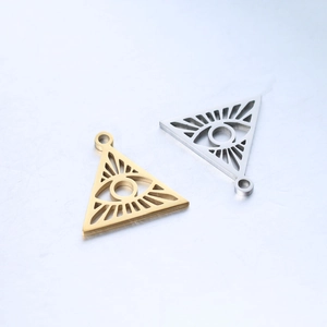 Polierter Edelstahl Dreieckiger Böser Blick Anhänger in Gold und Silber Finish