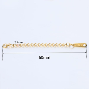 Golden 304L stainless steel extension chain with logo tag and 2.5mm links