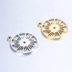 18k gold plated stainless steel hollow gear sunflower pendant charms for jewelry making